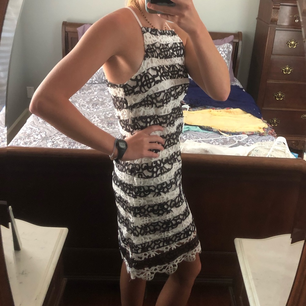 Striped lace dress.